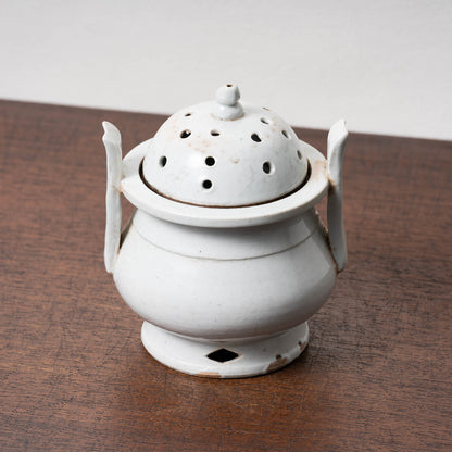 Joseon Dynasty White Porcelain Censer with Handles