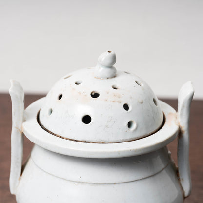 Joseon Dynasty White Porcelain Censer with Handles