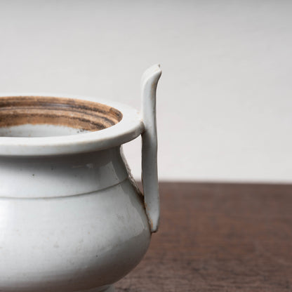 Joseon Dynasty White Porcelain Censer with Handles