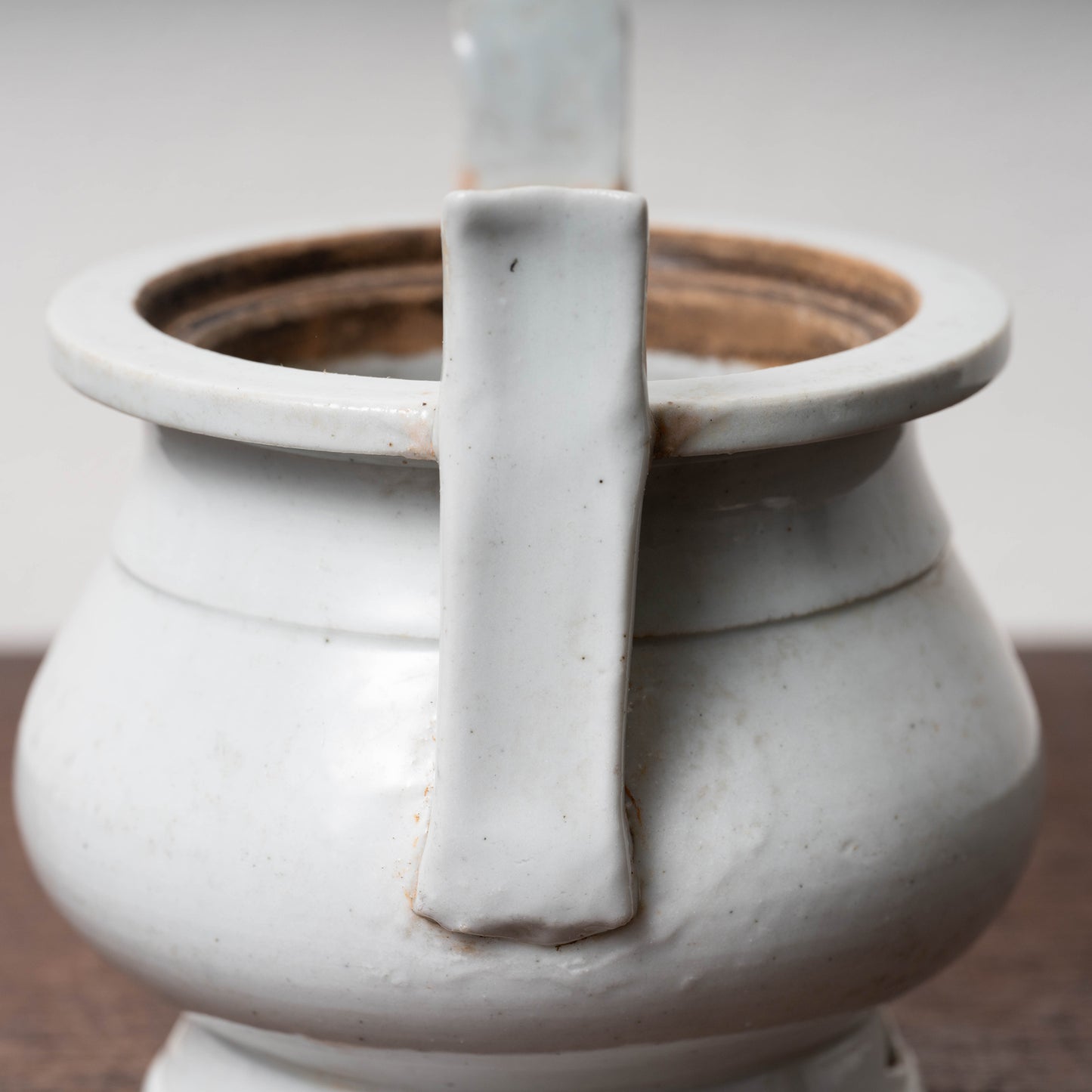 Joseon Dynasty White Porcelain Censer with Handles