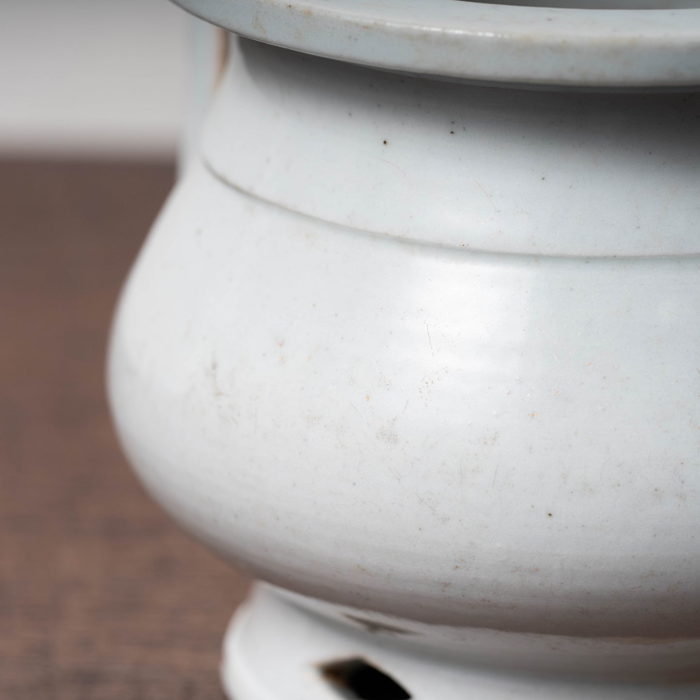 Joseon Dynasty White Porcelain Censer with Handles