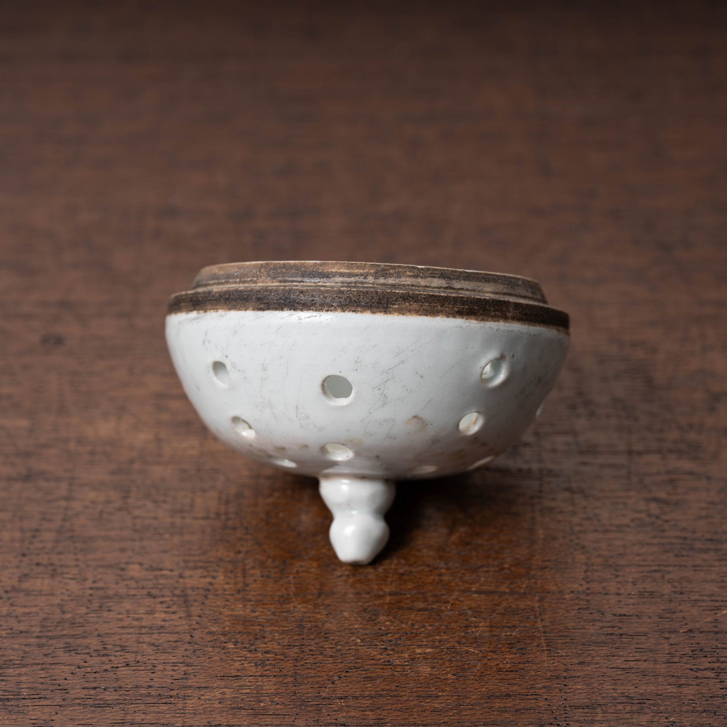 Joseon Dynasty White Porcelain Censer with Handles