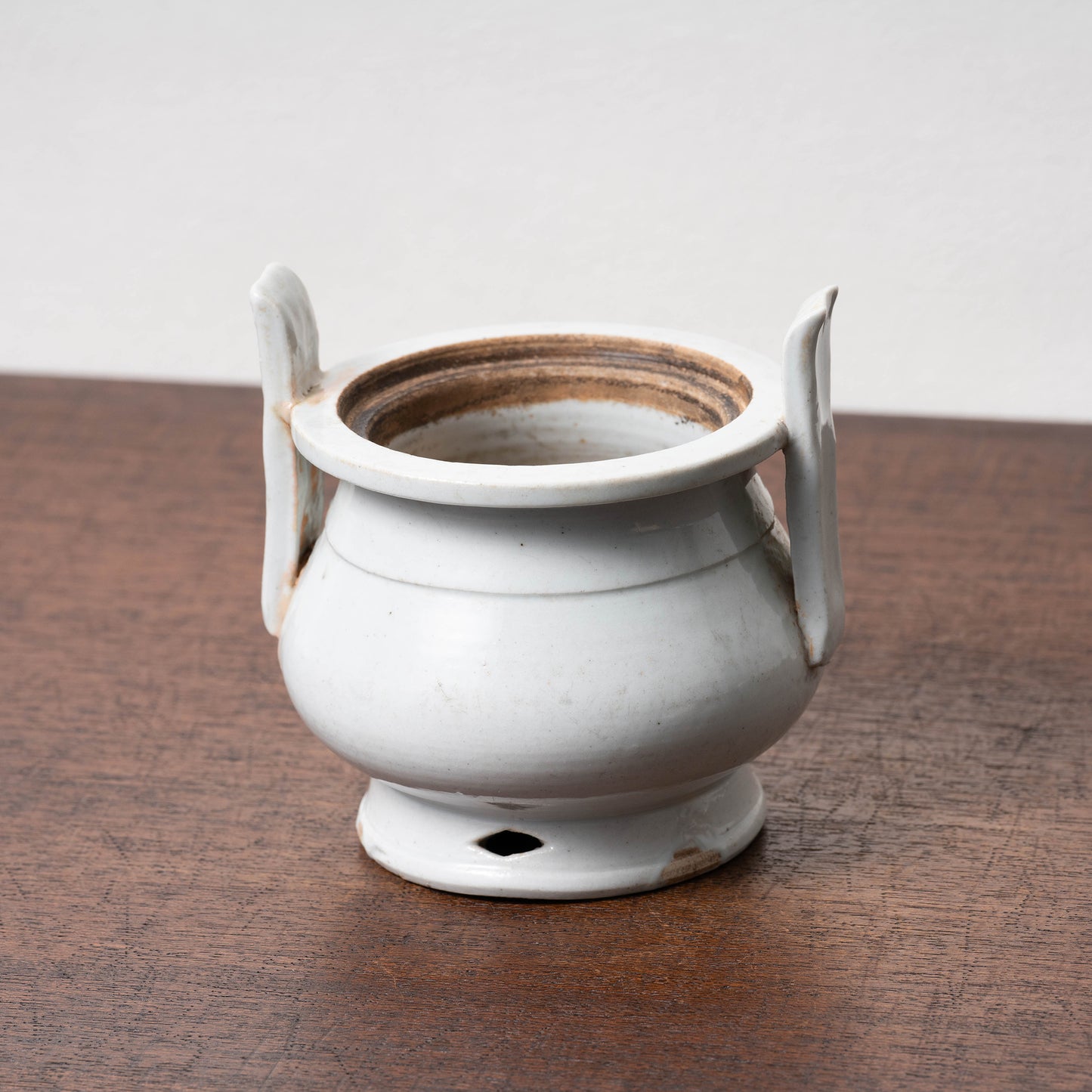 Joseon Dynasty White Porcelain Censer with Handles