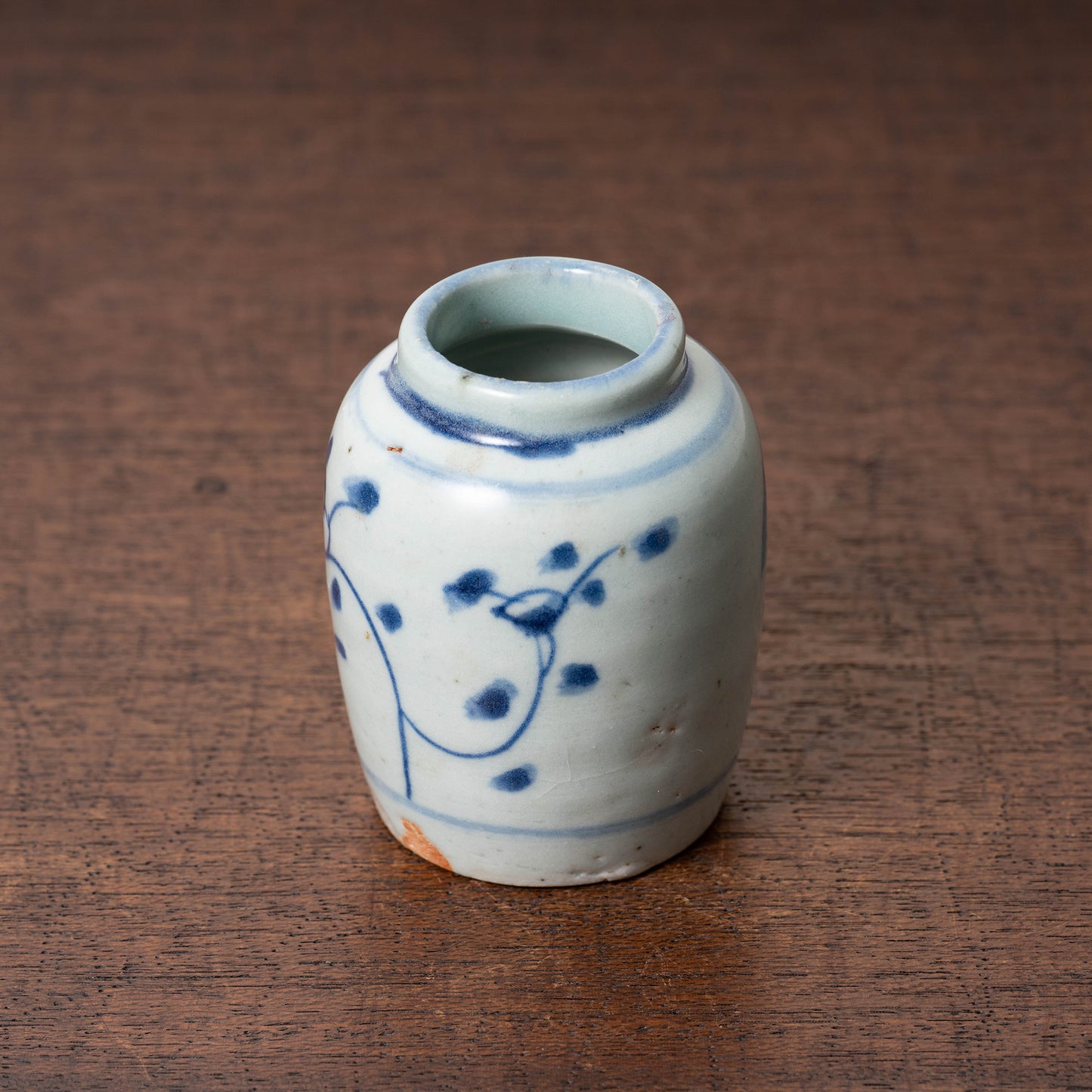 Qing Dynasty Blue and White Porcelain Jarlet with Flower Leaf Design