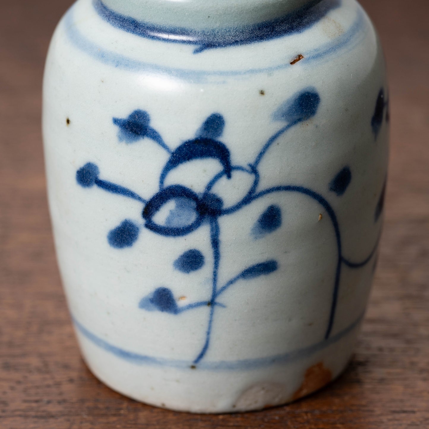 Qing Dynasty Blue and White Porcelain Jarlet with Flower Leaf Design