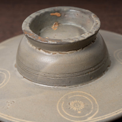 高麗 青磁象嵌菊花文托