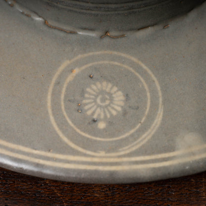 高麗 青磁象嵌菊花文托