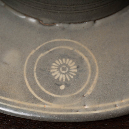 高麗 青磁象嵌菊花文托