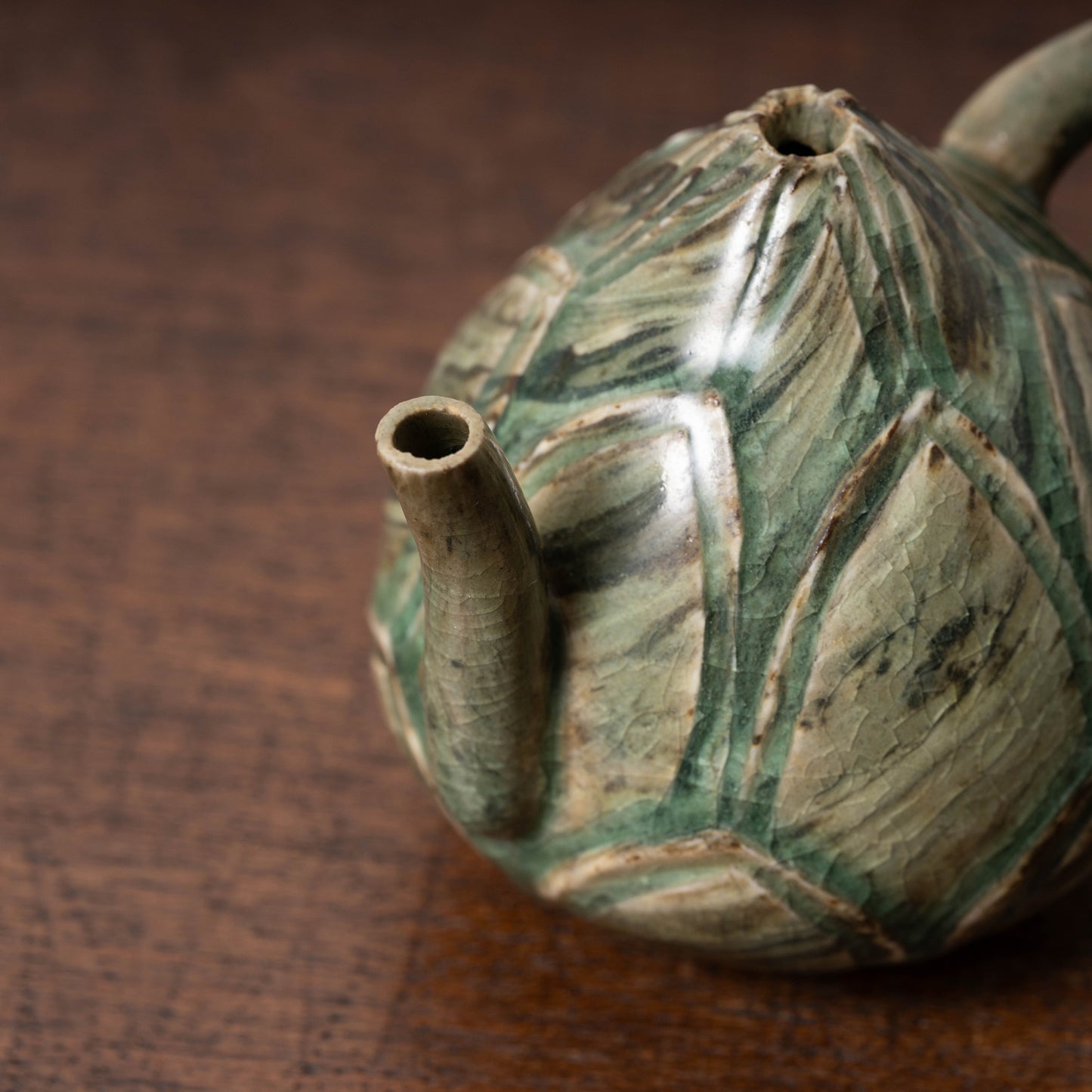 Goryeo Celadon Lotus Shape Water Dropper with Knead Design