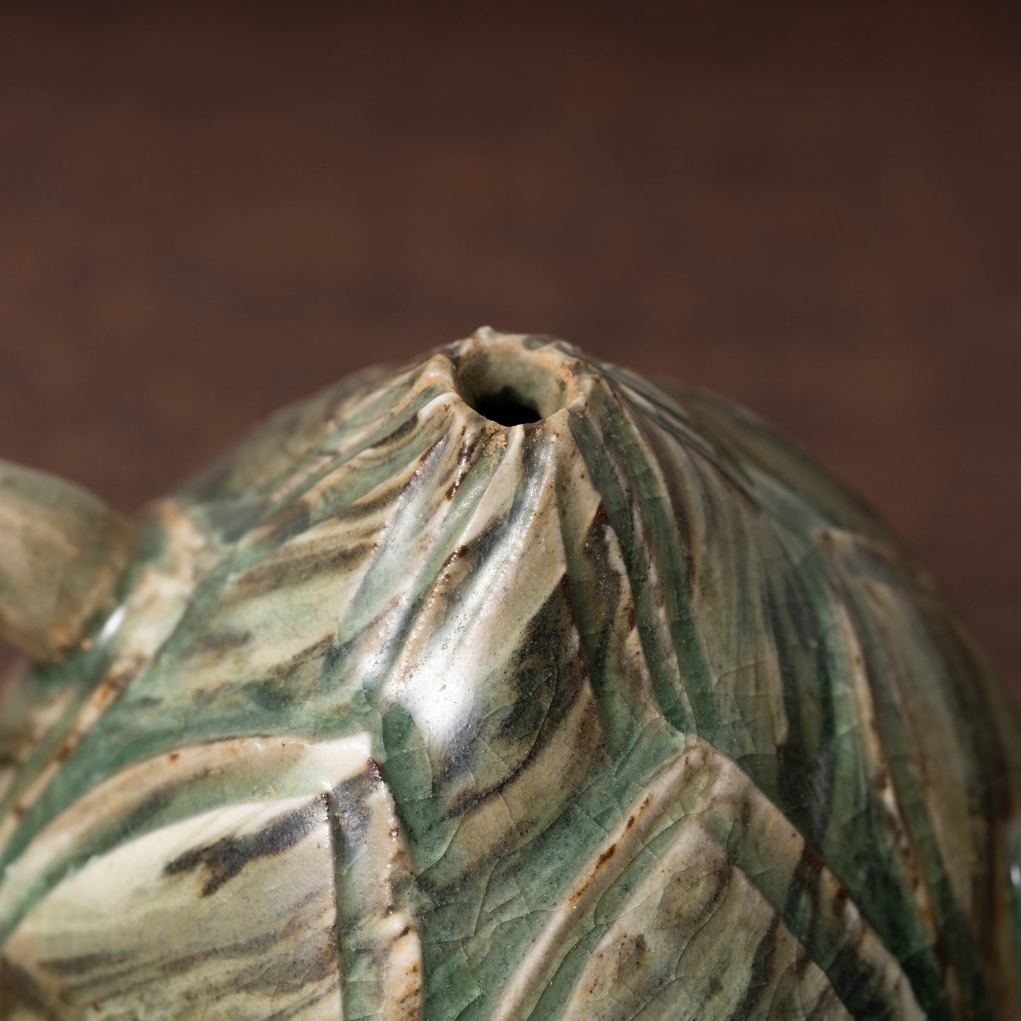 Goryeo Celadon Lotus Shape Water Dropper with Knead Design