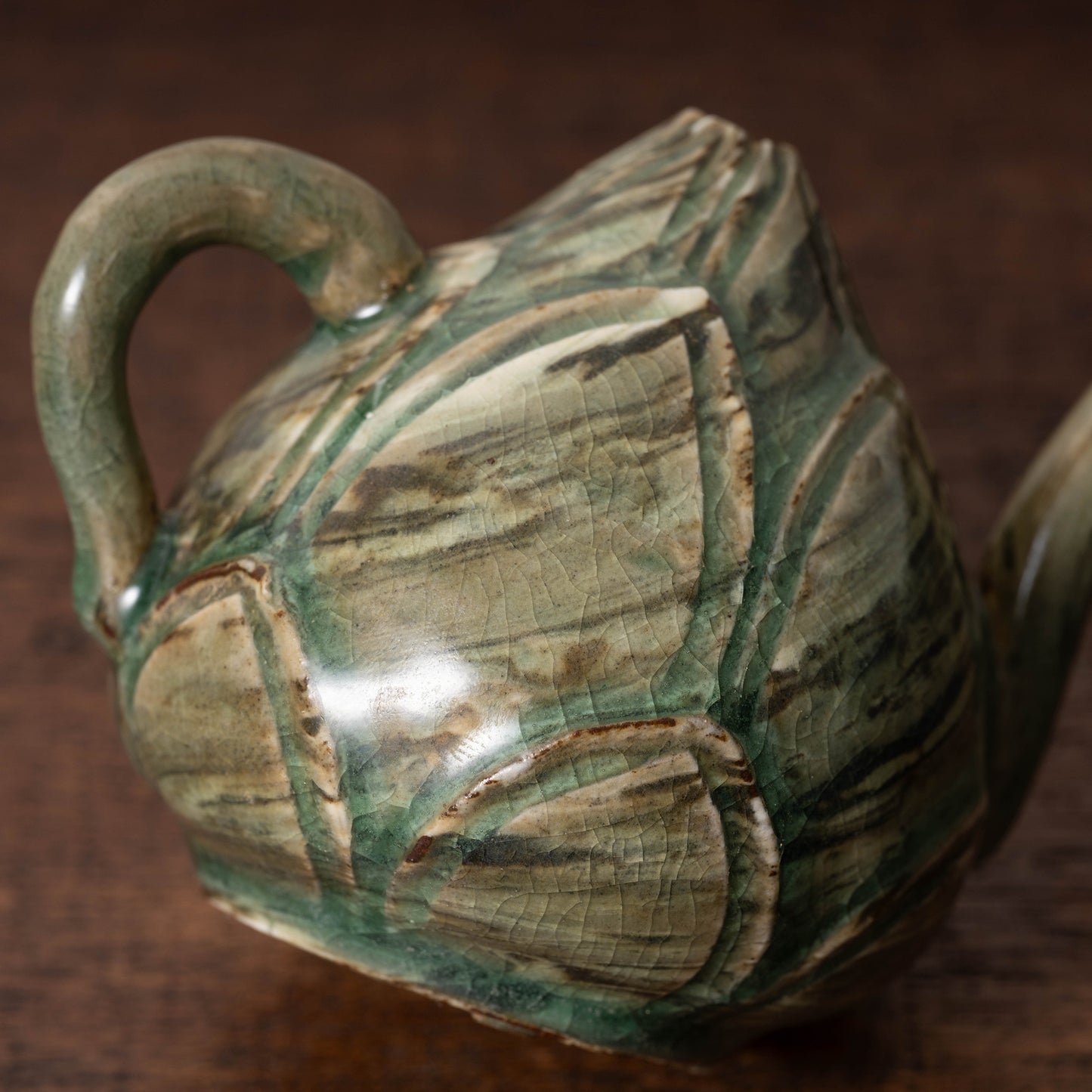 Goryeo Celadon Lotus Shape Water Dropper with Knead Design