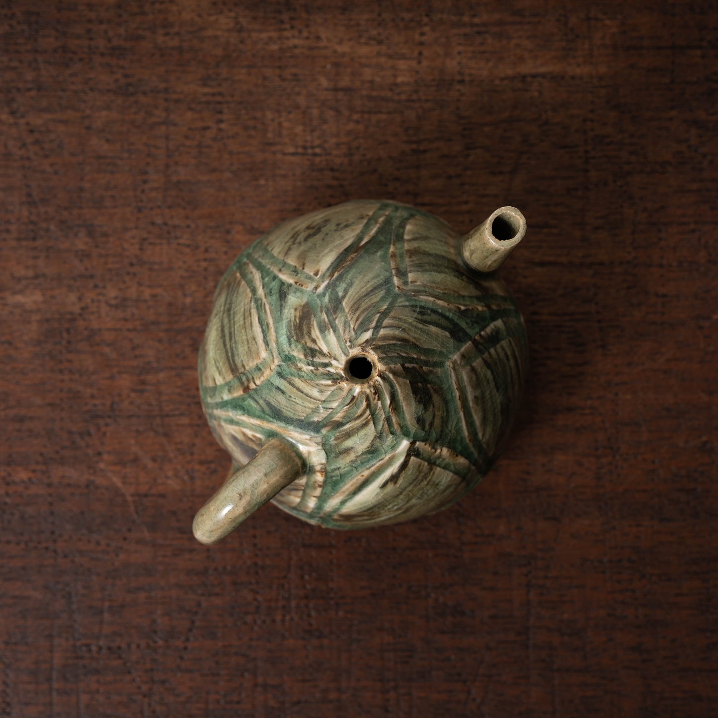 Goryeo Celadon Lotus Shape Water Dropper with Knead Design
