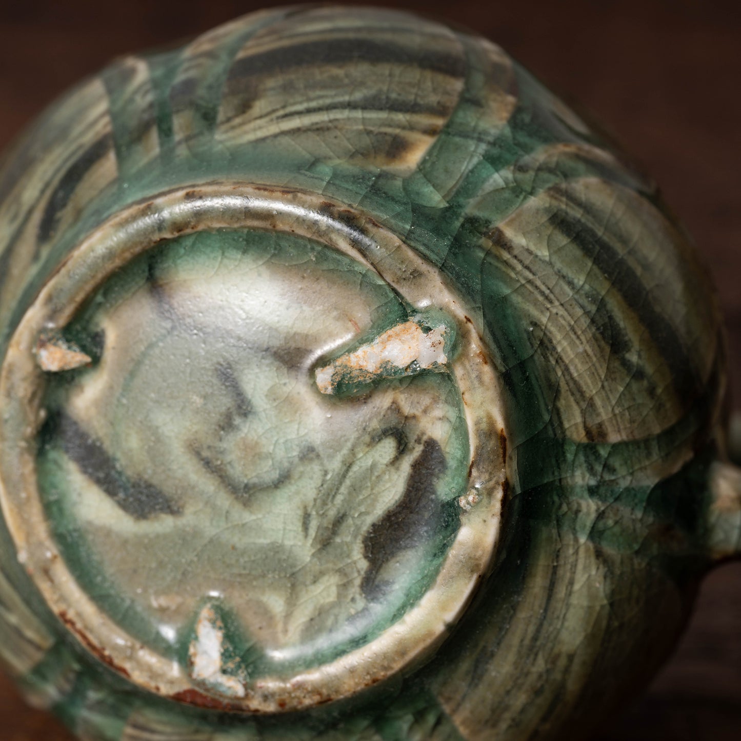 Goryeo Celadon Lotus Shape Water Dropper with Knead Design