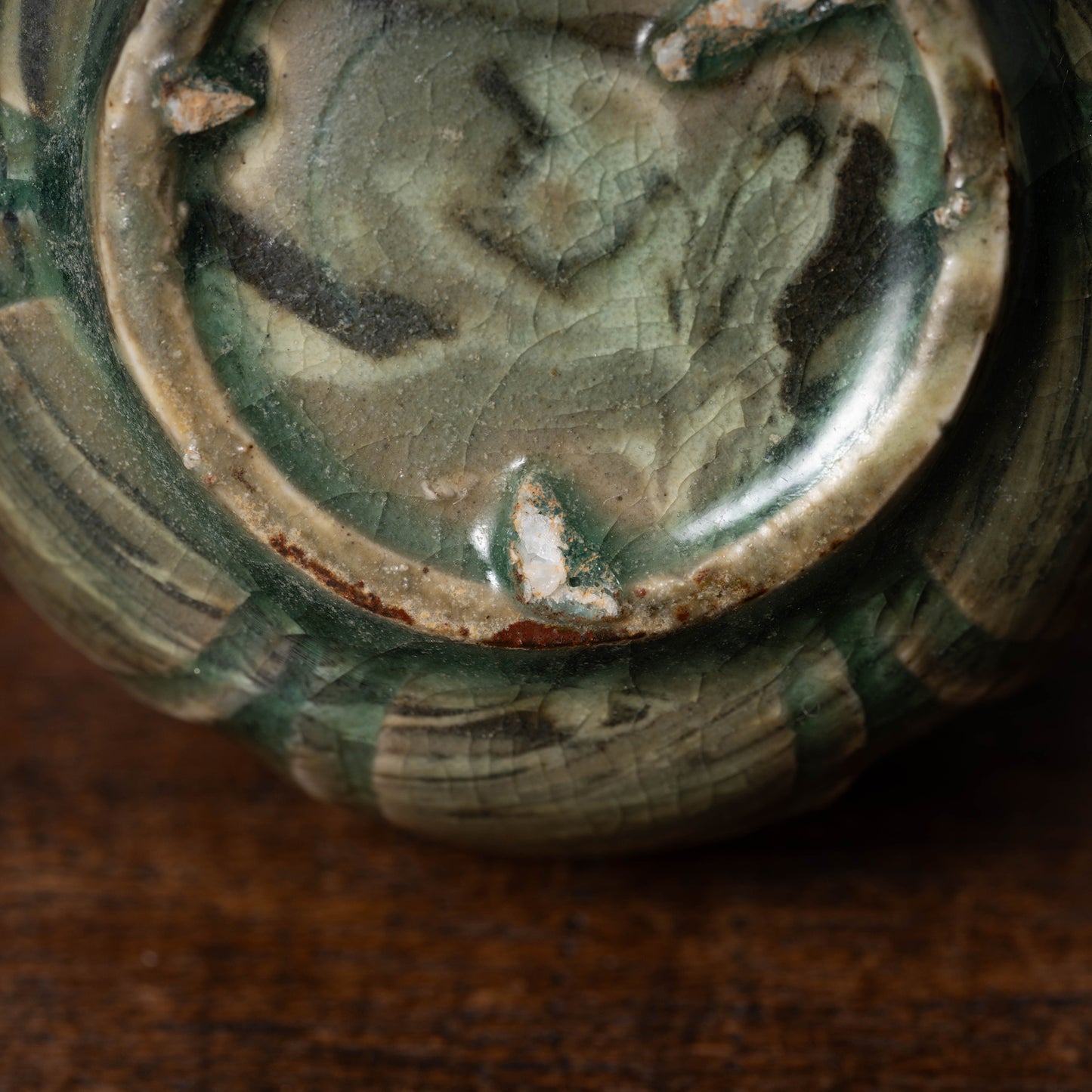 Goryeo Celadon Lotus Shape Water Dropper with Knead Design