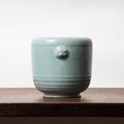 Northern Song Dynasty Ru ware Celadon Jar with Flower Rim and Animal Design