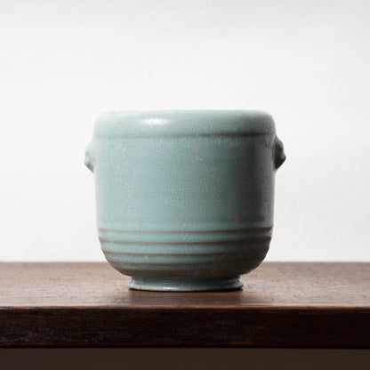 Northern Song Dynasty Ru ware Celadon Jar with Flower Rim and Animal Design