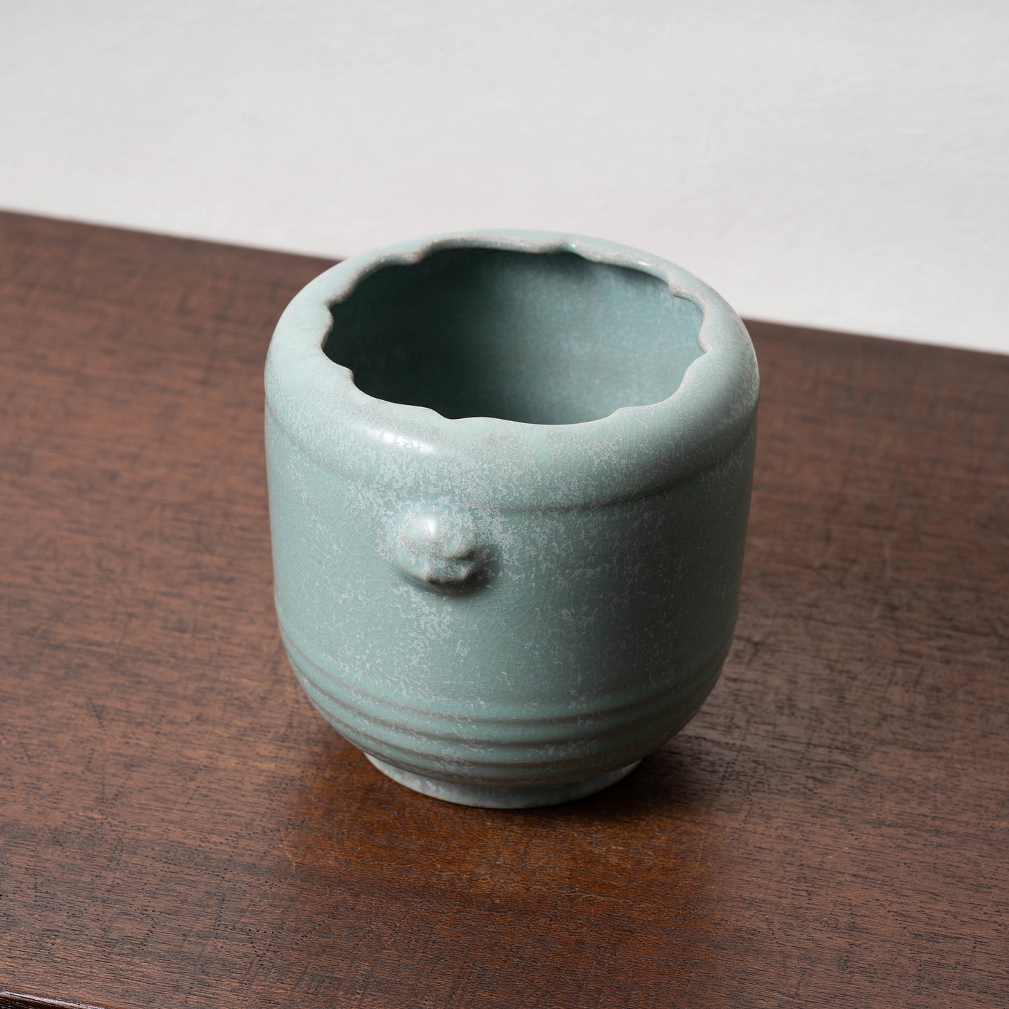 Northern Song Dynasty Ru ware Celadon Jar with Flower Rim and Animal Design