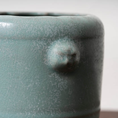 Northern Song Dynasty Ru ware Celadon Jar with Flower Rim and Animal Design