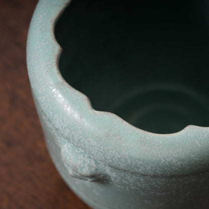 Northern Song Dynasty Ru ware Celadon Jar with Flower Rim and Animal Design