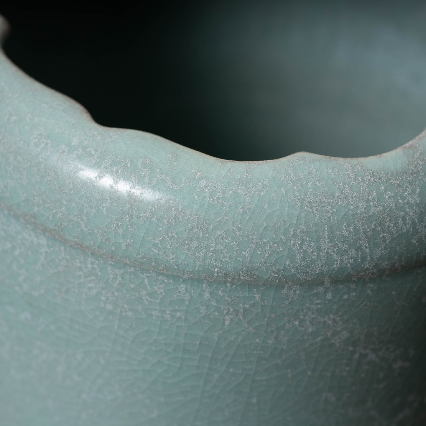 Northern Song Dynasty Ru ware Celadon Jar with Flower Rim and Animal Design
