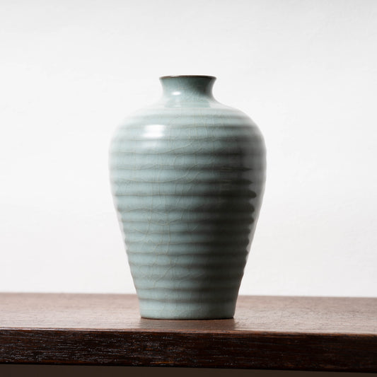 Southern Song Dynasty Celadon Meiping Bottle with String Relief Design