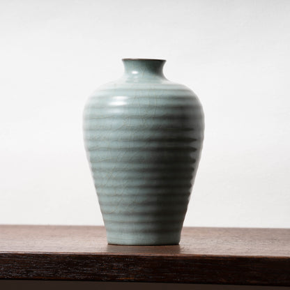Southern Song Dynasty Celadon Meiping Bottle with String Relief Design