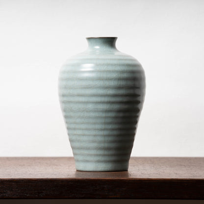 Southern Song Dynasty Celadon Meiping Bottle with String Relief Design