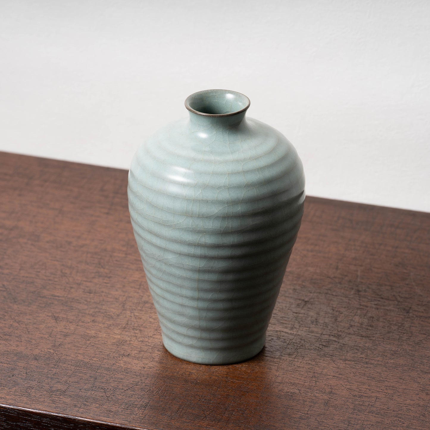 Southern Song Dynasty Celadon Meiping Bottle with String Relief Design