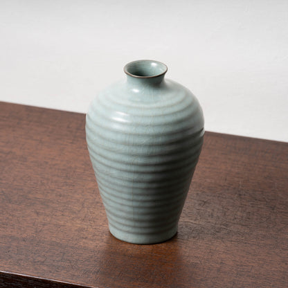 Southern Song Dynasty Celadon Meiping Bottle with String Relief Design