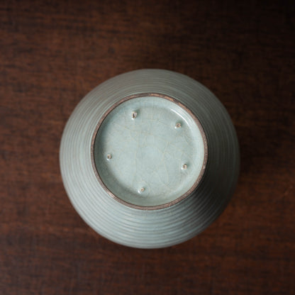 Southern Song Dynasty Celadon Meiping Bottle with String Relief Design