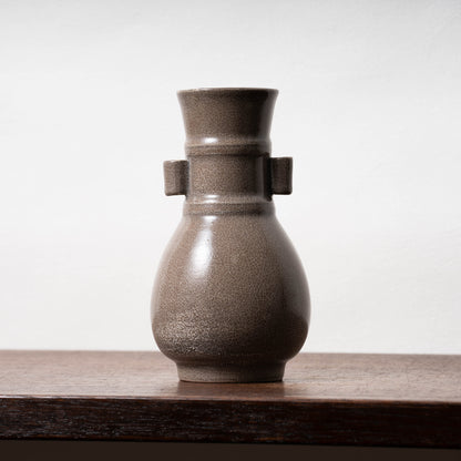 Southern Song Dynasty Ge ware Rice-colored Celadon Bottle with Two Cylinder Ears