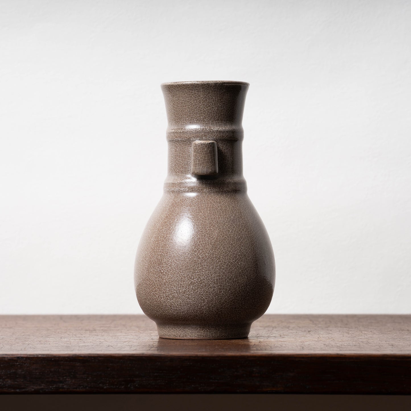 Southern Song Dynasty Ge ware Rice-colored Celadon Bottle with Two Cylinder Ears