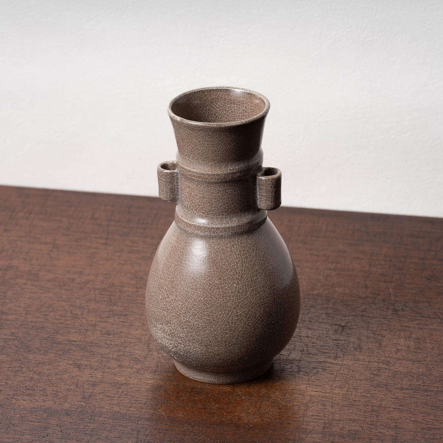 Southern Song Dynasty Ge ware Rice-colored Celadon Bottle with Two Cylinder Ears