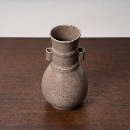 Southern Song Dynasty Ge ware Rice-colored Celadon Bottle with Two Cylinder Ears