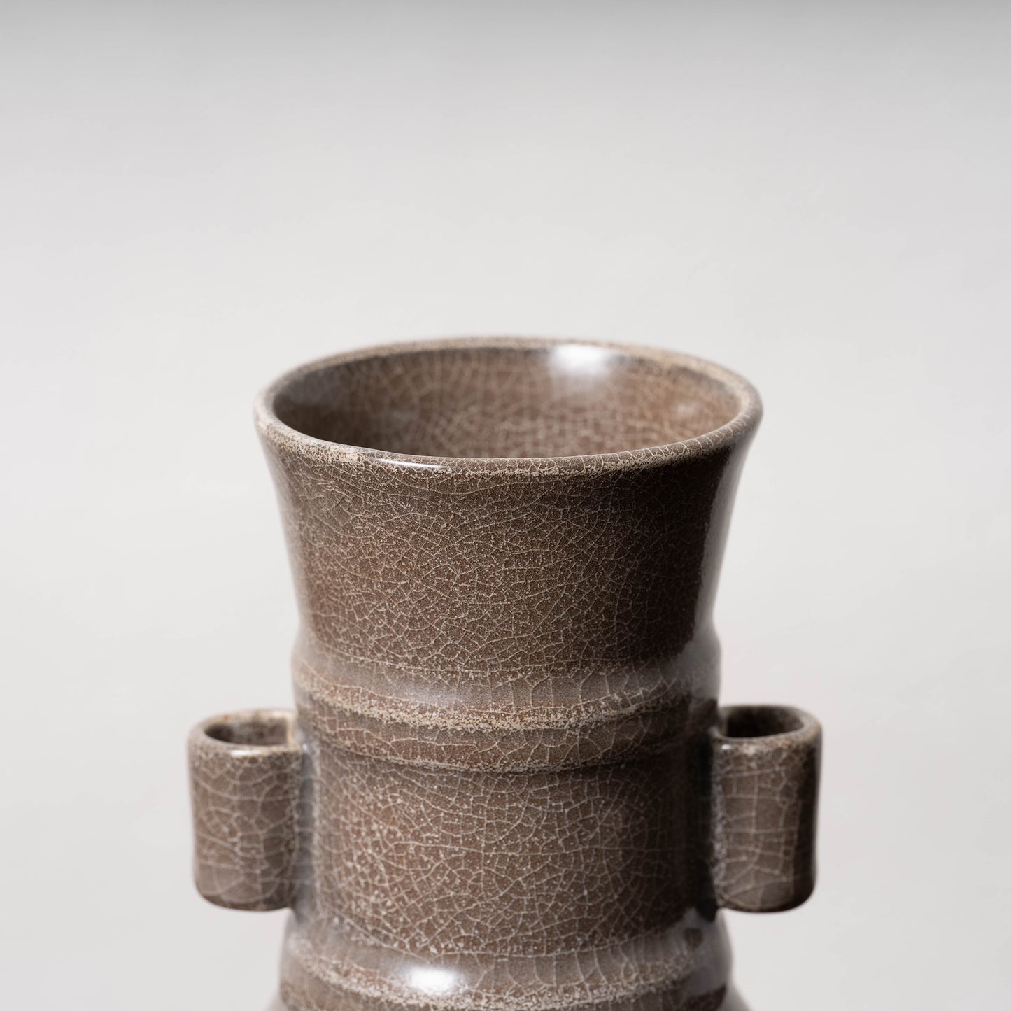Southern Song Dynasty Ge ware Rice-colored Celadon Bottle with Two Cylinder Ears