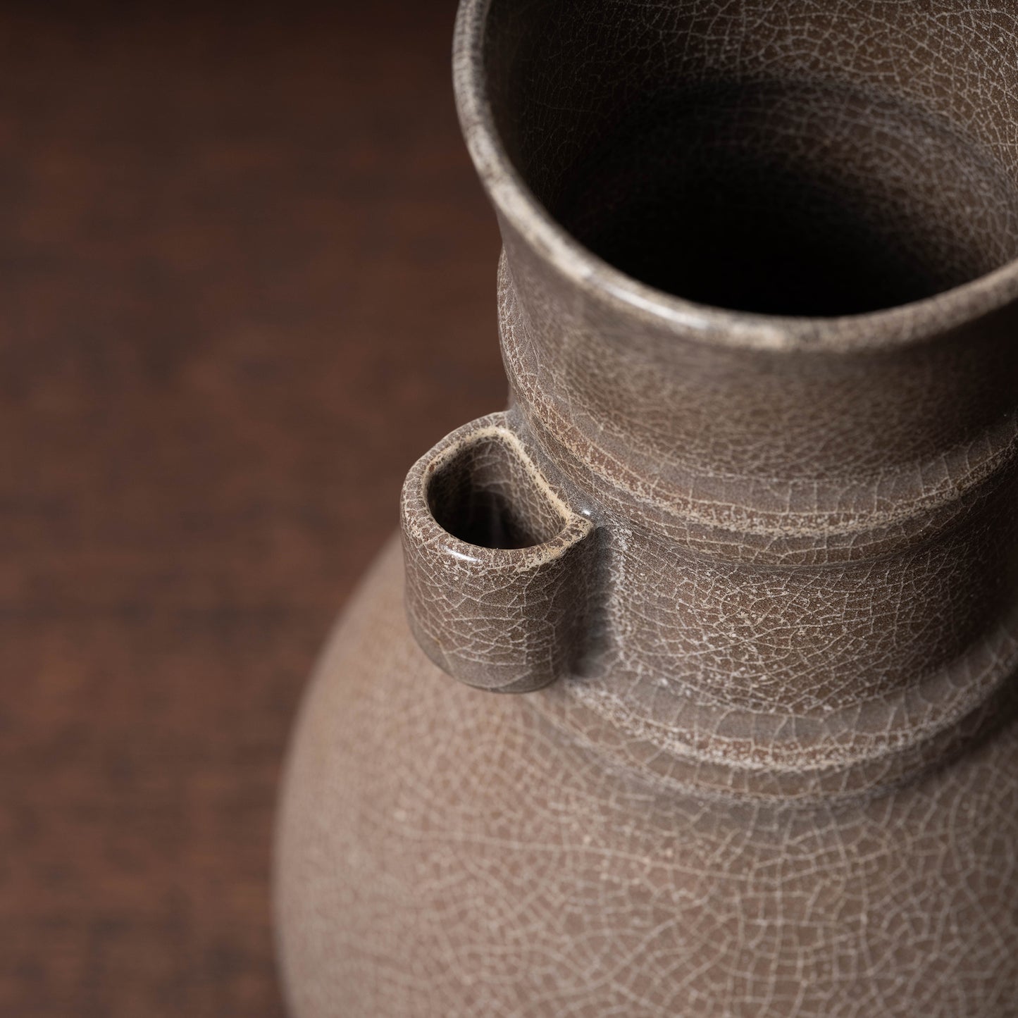 Southern Song Dynasty Ge ware Rice-colored Celadon Bottle with Two Cylinder Ears