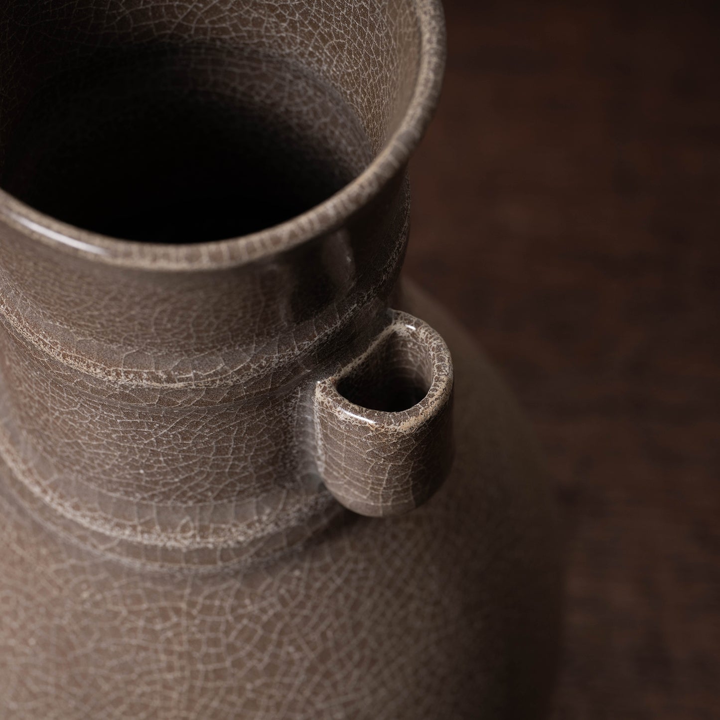 Southern Song Dynasty Ge ware Rice-colored Celadon Bottle with Two Cylinder Ears