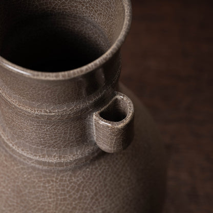 Southern Song Dynasty Ge ware Rice-colored Celadon Bottle with Two Cylinder Ears