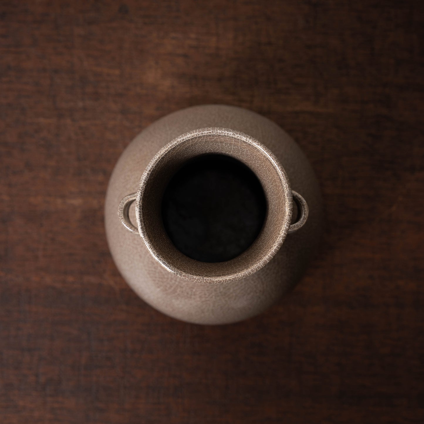 Southern Song Dynasty Ge ware Rice-colored Celadon Bottle with Two Cylinder Ears