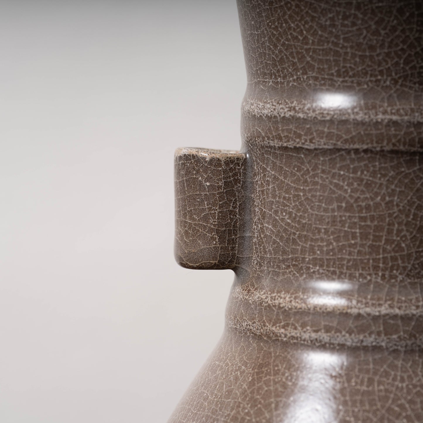 Southern Song Dynasty Ge ware Rice-colored Celadon Bottle with Two Cylinder Ears