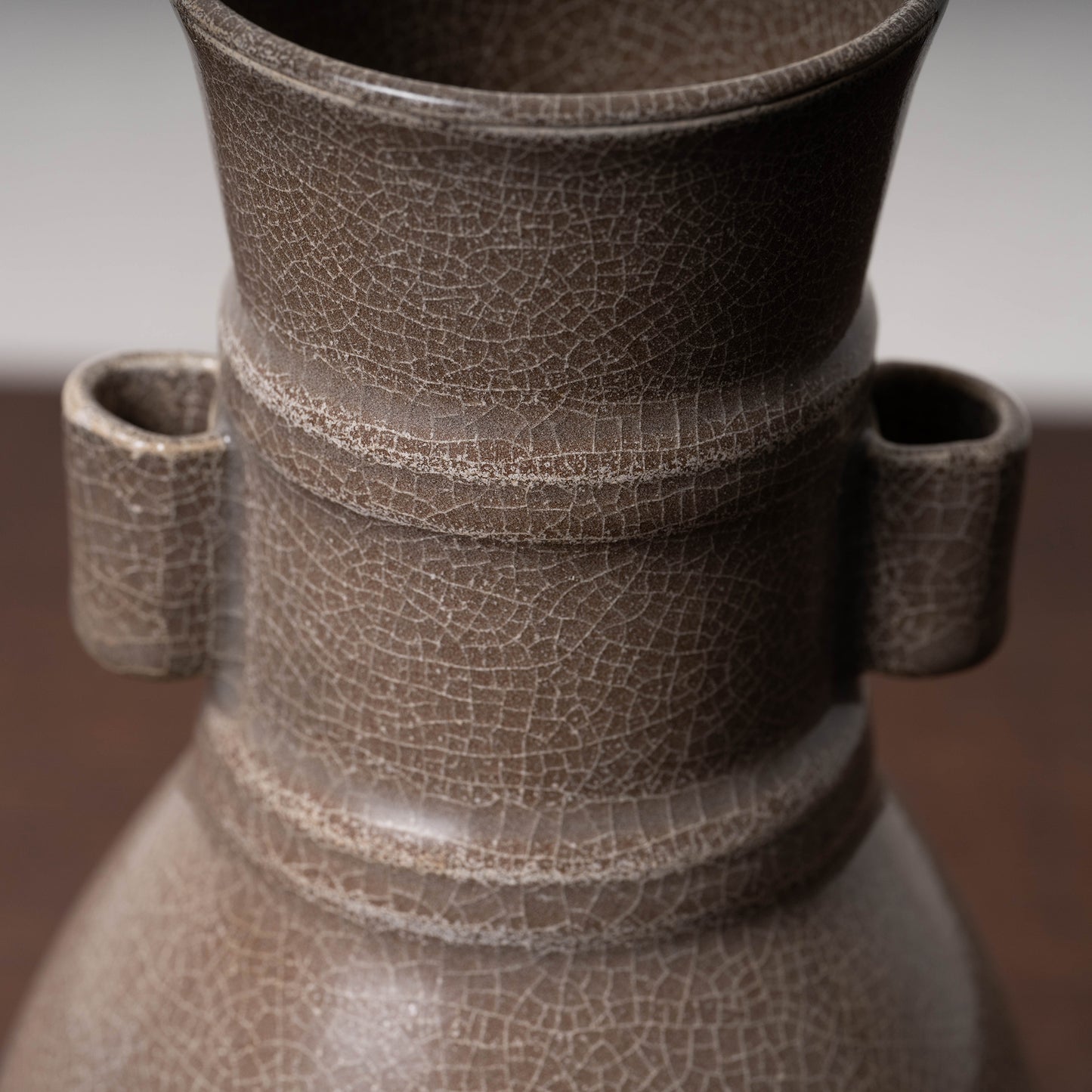 Southern Song Dynasty Ge ware Rice-colored Celadon Bottle with Two Cylinder Ears