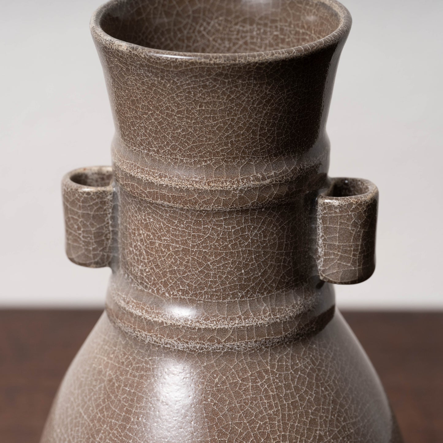 Southern Song Dynasty Ge ware Rice-colored Celadon Bottle with Two Cylinder Ears