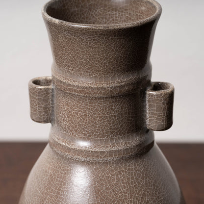 Southern Song Dynasty Ge ware Rice-colored Celadon Bottle with Two Cylinder Ears