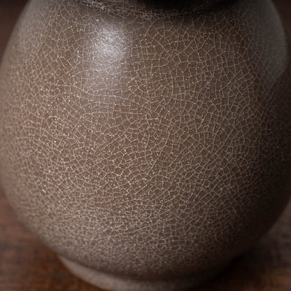 Southern Song Dynasty Ge ware Rice-colored Celadon Bottle with Two Cylinder Ears