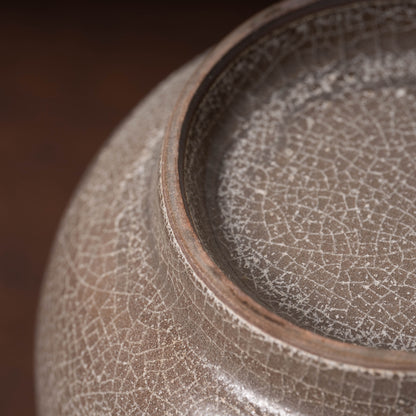 Southern Song Dynasty Ge ware Rice-colored Celadon Bottle with Two Cylinder Ears