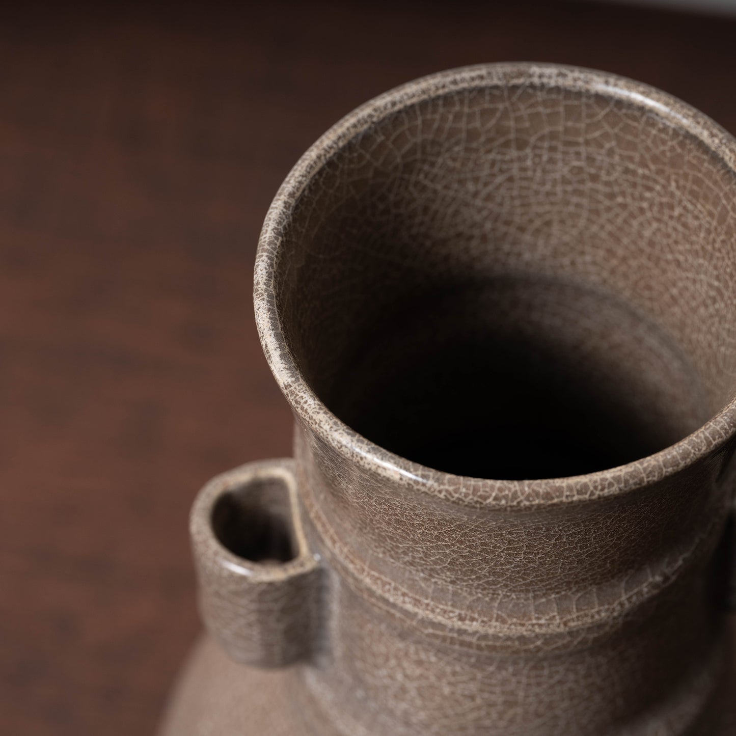 Southern Song Dynasty Ge ware Rice-colored Celadon Bottle with Two Cylinder Ears