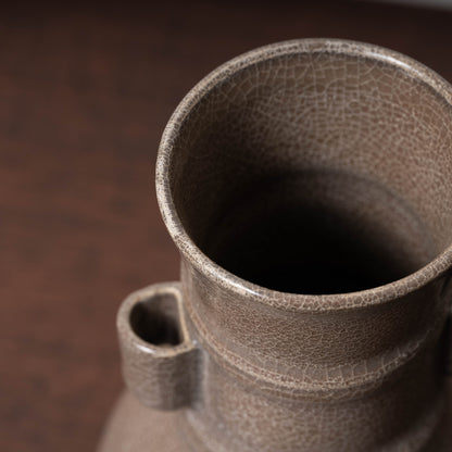 Southern Song Dynasty Ge ware Rice-colored Celadon Bottle with Two Cylinder Ears