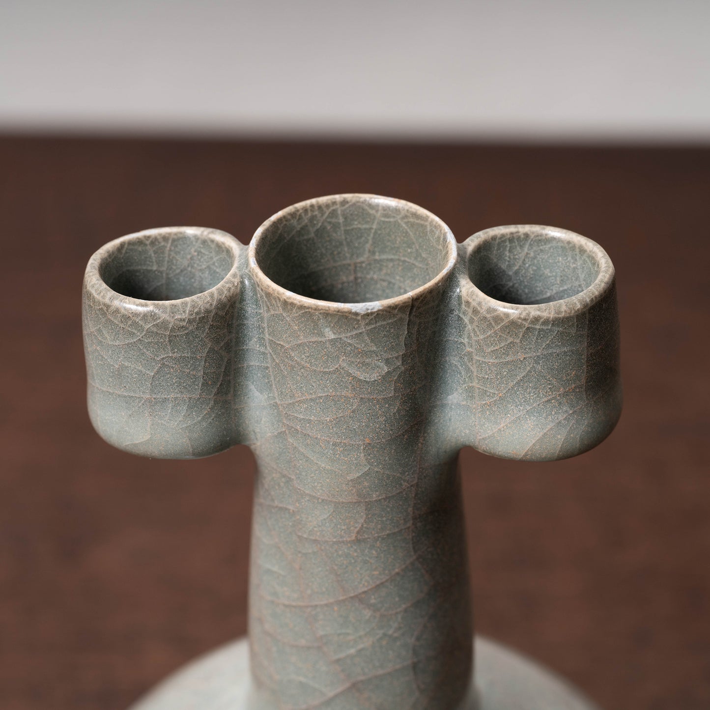 Southern Song Dynasty Guan Ware Celadon Vase with Cylindrical Handles