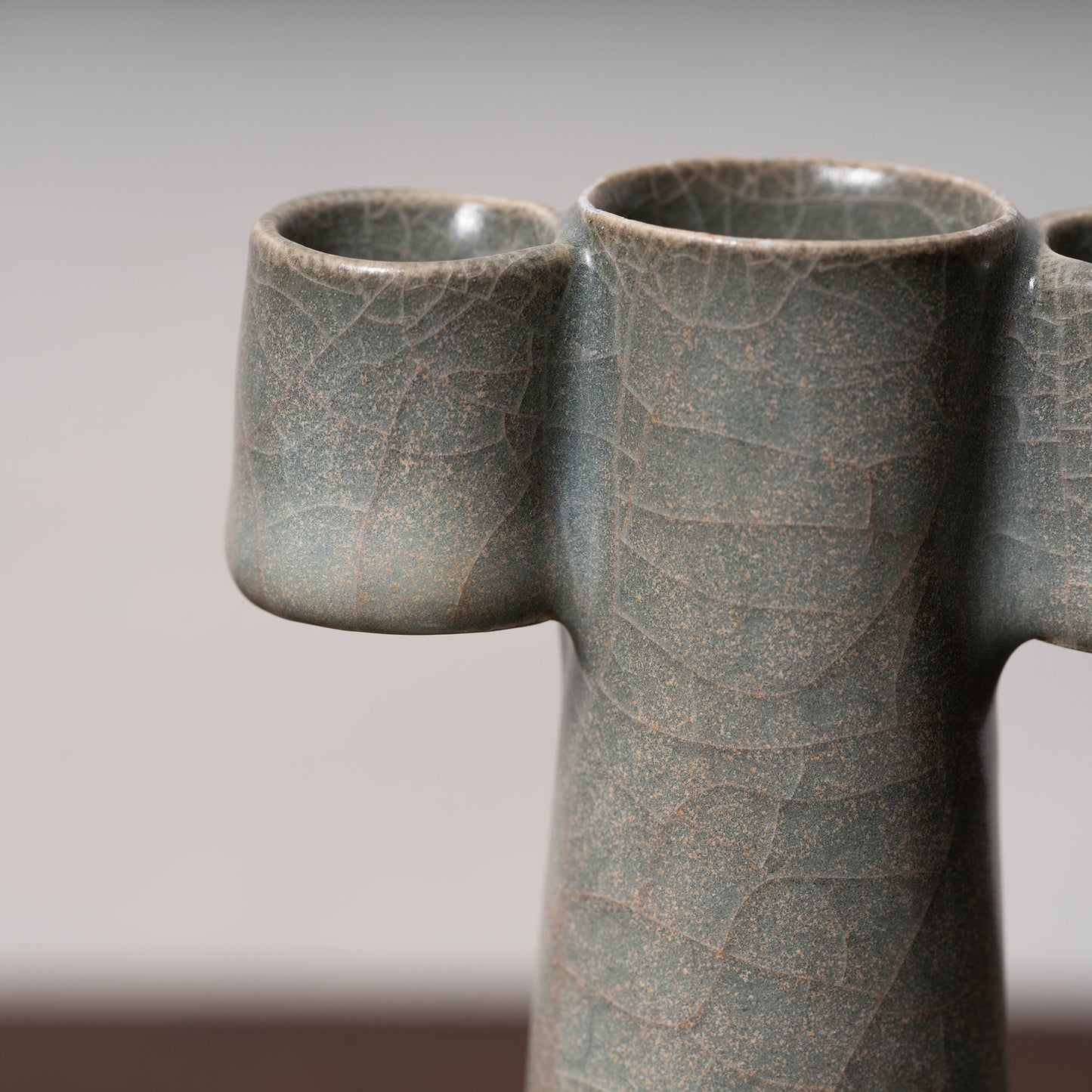 Southern Song Dynasty Guan Ware Celadon Vase with Cylindrical Handles