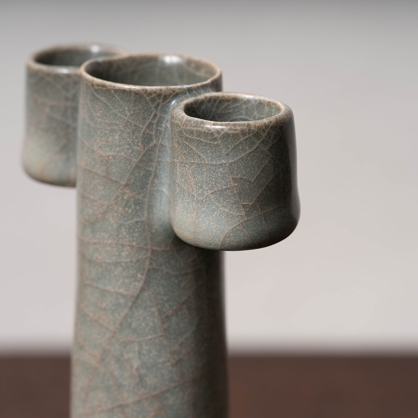 Southern Song Dynasty Guan Ware Celadon Vase with Cylindrical Handles